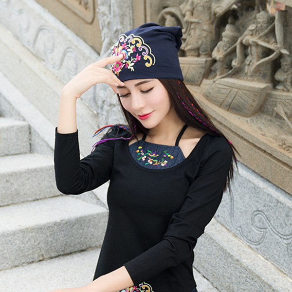 Womens-Ethnic-Embroidery-Slouch-Beanie-Thin-Cotton-National-Hat-Printting-Multi-function-Turban-Cap-1264115
