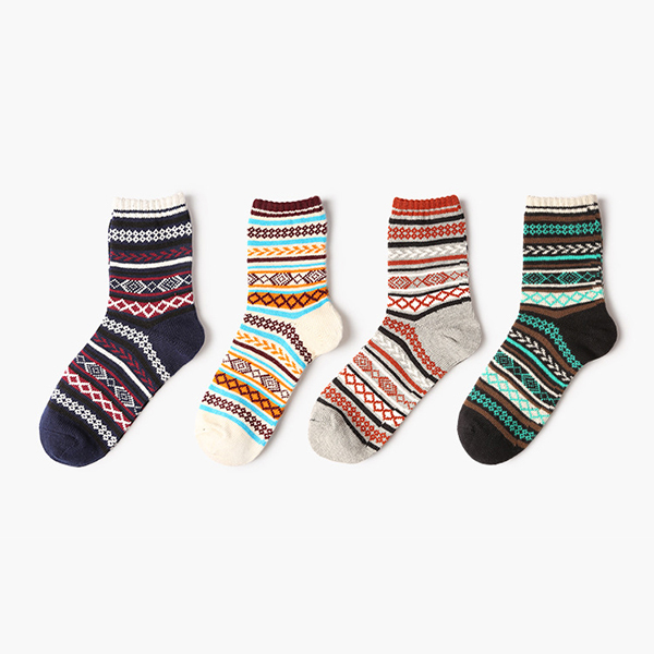 Womens-Stripe-Patchwork-Breathable-Deodorization-Knit-Wool-Cozy-Crew-Socks-Combed-Cotton-Sock-1265490
