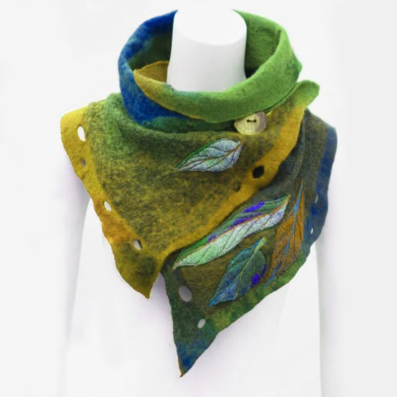 Womens-Vintage-Color-Block-Leaf-Boas-amp-Scarf-1563305