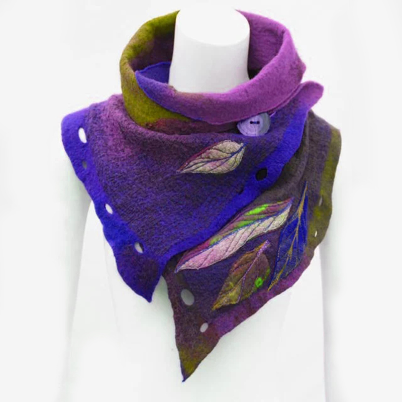 Womens-Vintage-Color-Block-Leaf-Boas-amp-Scarf-1563305