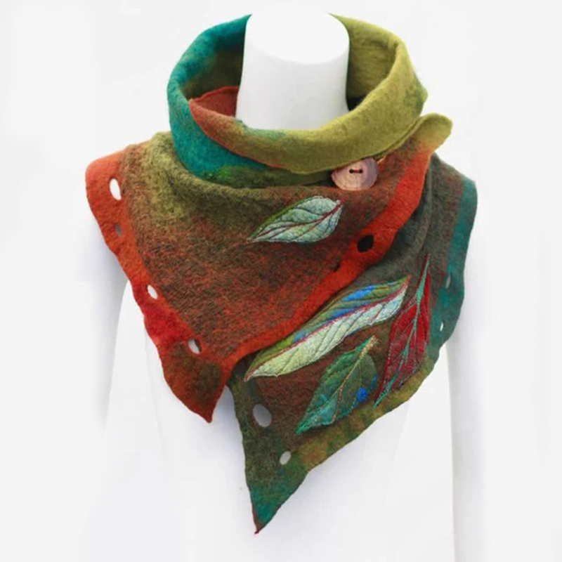 Womens-Vintage-Color-Block-Leaf-Boas-amp-Scarf-1563305