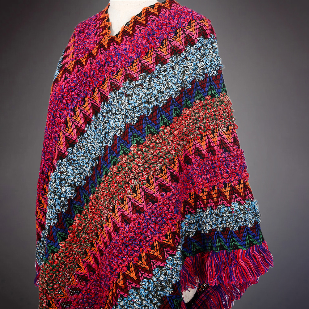 Womens-Vintage-Scarves-amp-Shawl-Color-Block-Buttoned-Crochet-Wrap-Pattern-1576699