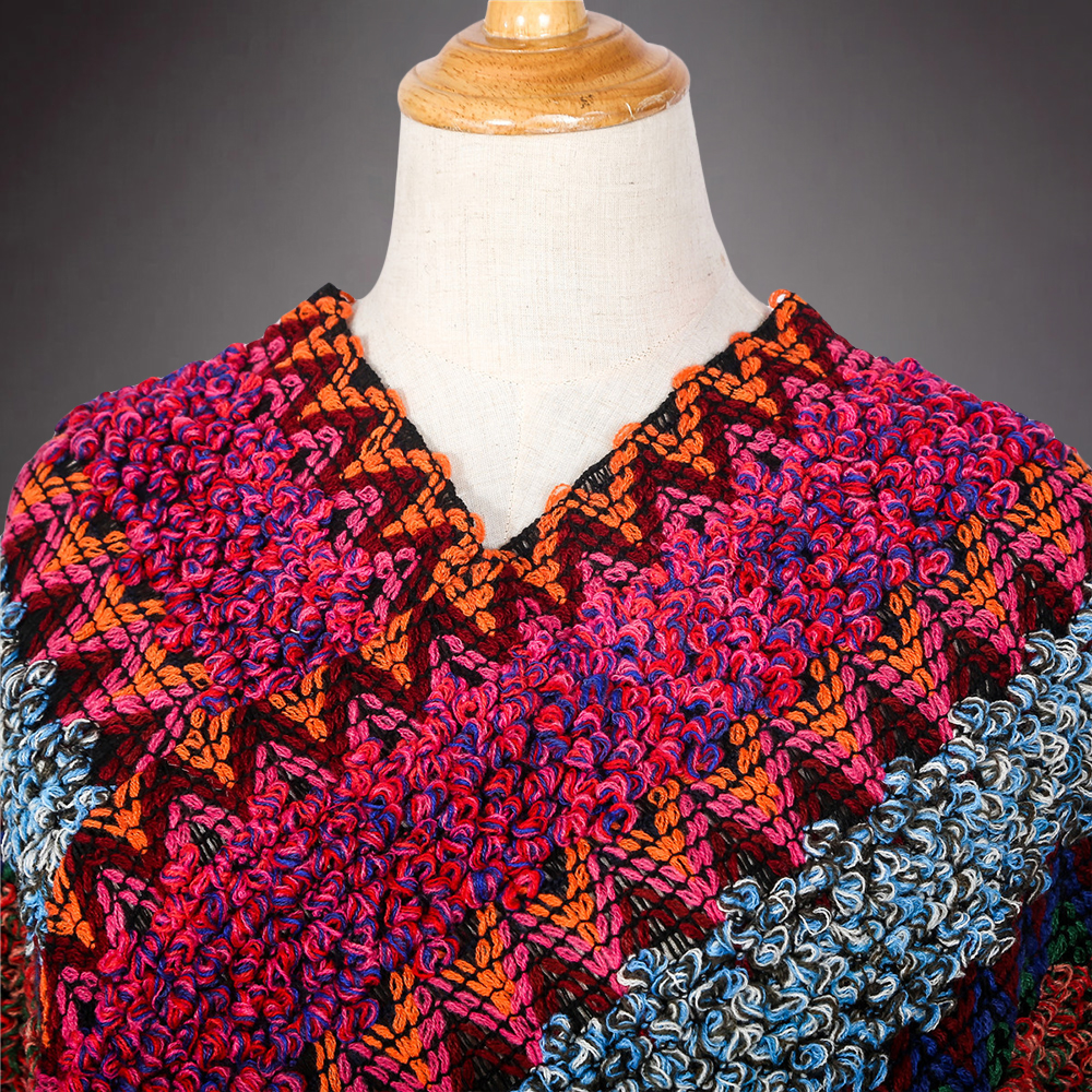 Womens-Vintage-Scarves-amp-Shawl-Color-Block-Buttoned-Crochet-Wrap-Pattern-1576699
