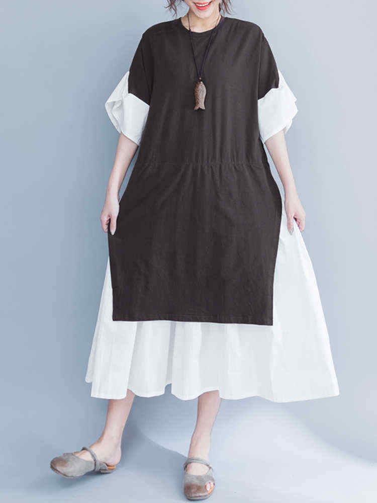 Casual-Women-Layered-Flare-Sleeves-A-Line-Dress-1203517