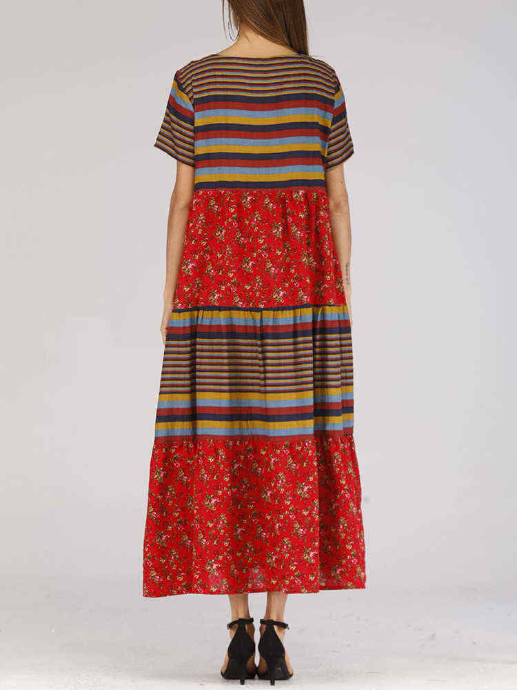 Ethnic-Style-O-neck-Short-Sleeve-Women-Long-Dress-1426510