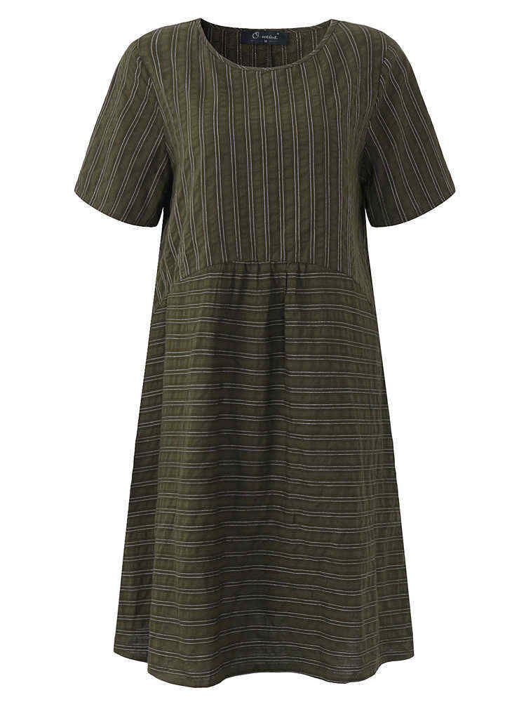 O-NEWE-Casual-Women-Stripe-Short-Sleeve-Dress-1182069