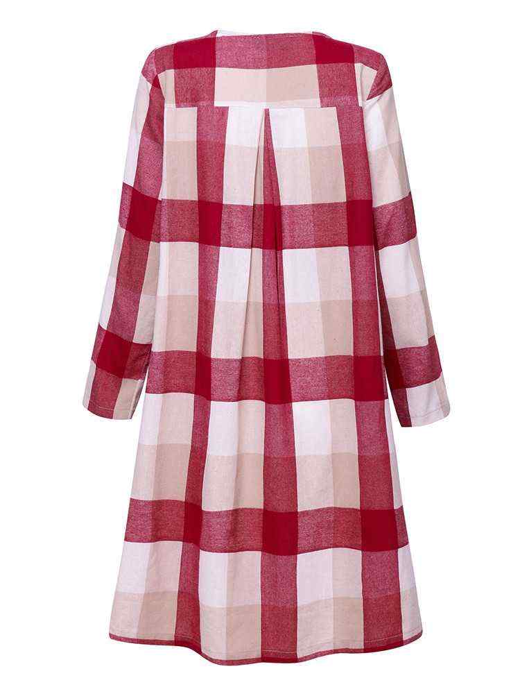 O-Newe-Plus-Size-Women-Plaid-O-Neck-Dress-1187960