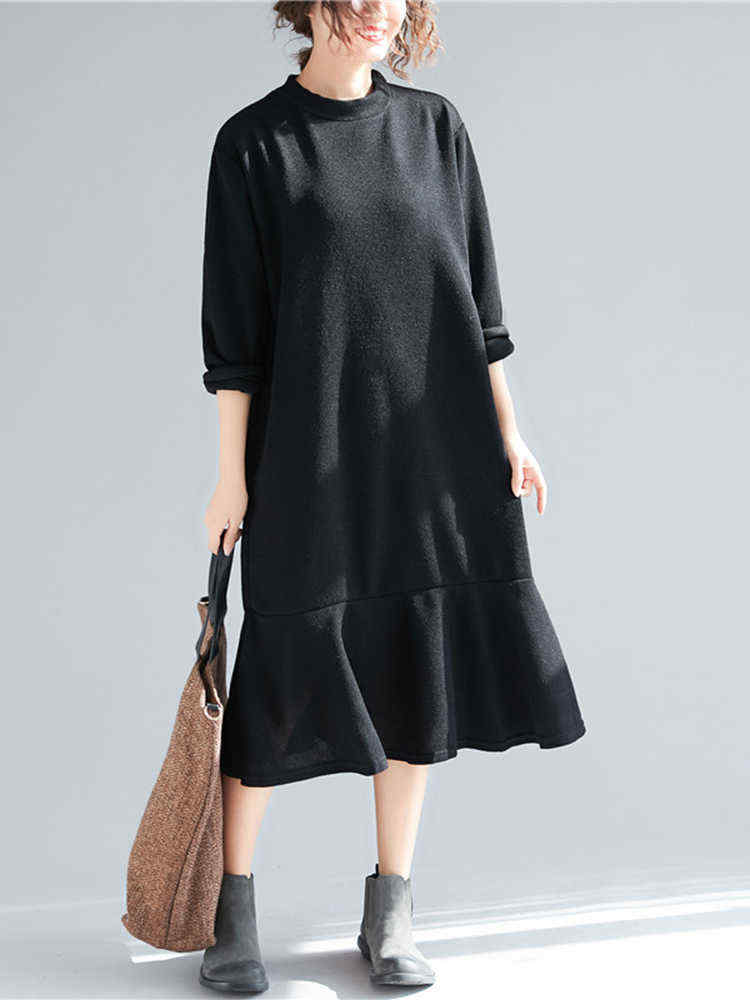 Plus-Size-Casual-Crew-Neck-A-line-Winter-Knit-Dress-1389186