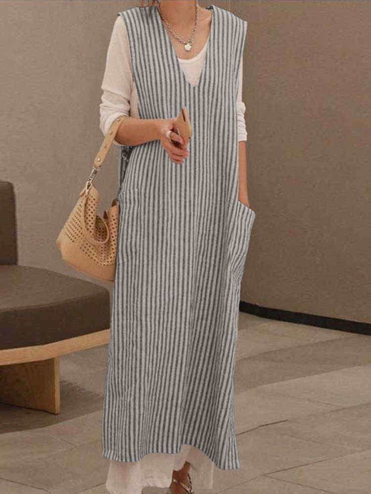 Plus-Size-Casual-V-neck-Sleeveless-Stripe-Maxi-Dress-with-Pockets-1385334