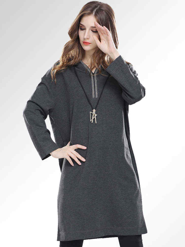 Plus-Size-Casual-Women-V-Neck-Hooded-Dresses-1240699