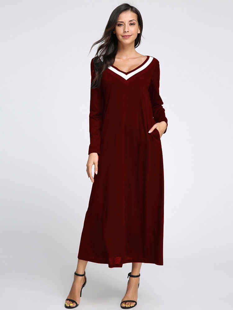 Plus-Size-Casual-Women-V-Neck-Long-Sleeve-Maxi-Dress-1203109