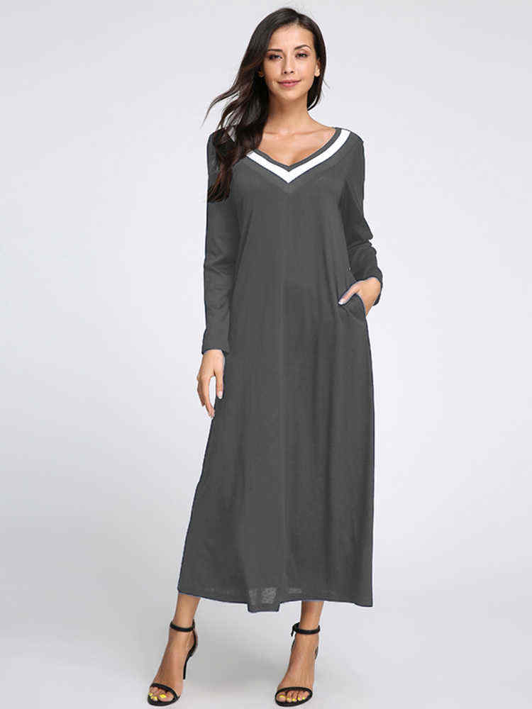 Plus-Size-Casual-Women-V-Neck-Long-Sleeve-Maxi-Dress-1203109