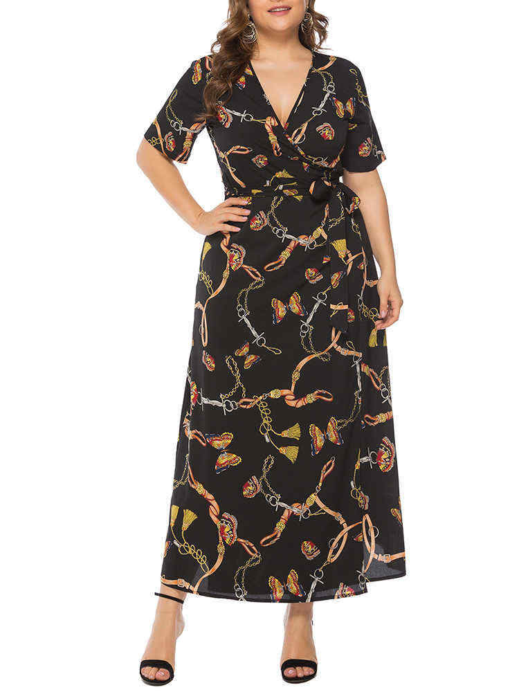 Plus-Size-Leopard-Print-V-neck-Short-Sleeve-Long-Dress-1412100