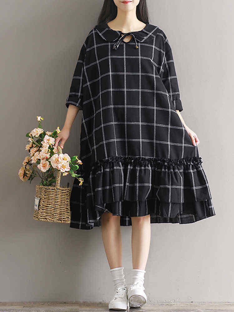 Plus-Size-Women-Plaid-Dress-Long-Sleeve-Elegant-Mori-Girl-Dresses-1186710