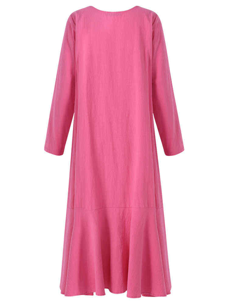 S-5XL-Casual-Women-Lotus-Hem-Long-Maxi-Dress-1247588