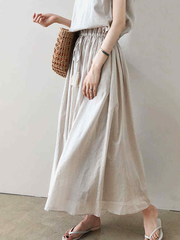 Vintage-Solid-Color-Drawstring-Loose-Dress-1529083