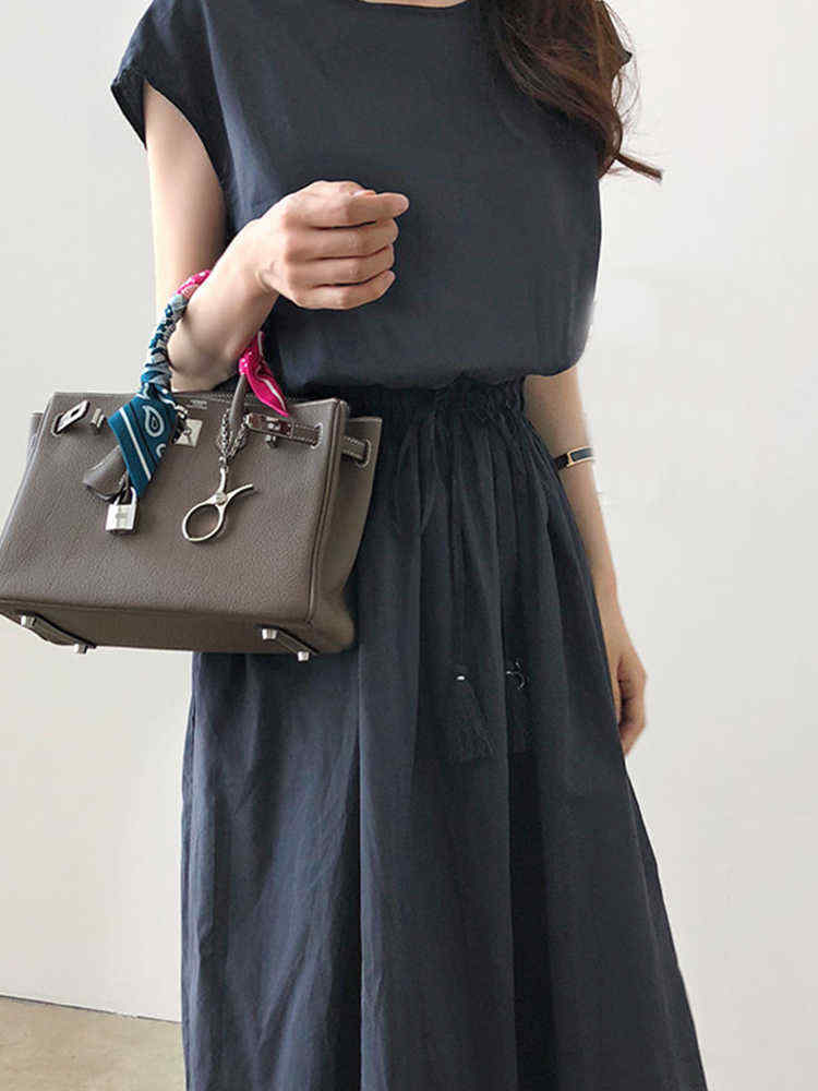 Vintage-Solid-Color-Drawstring-Loose-Dress-1529083