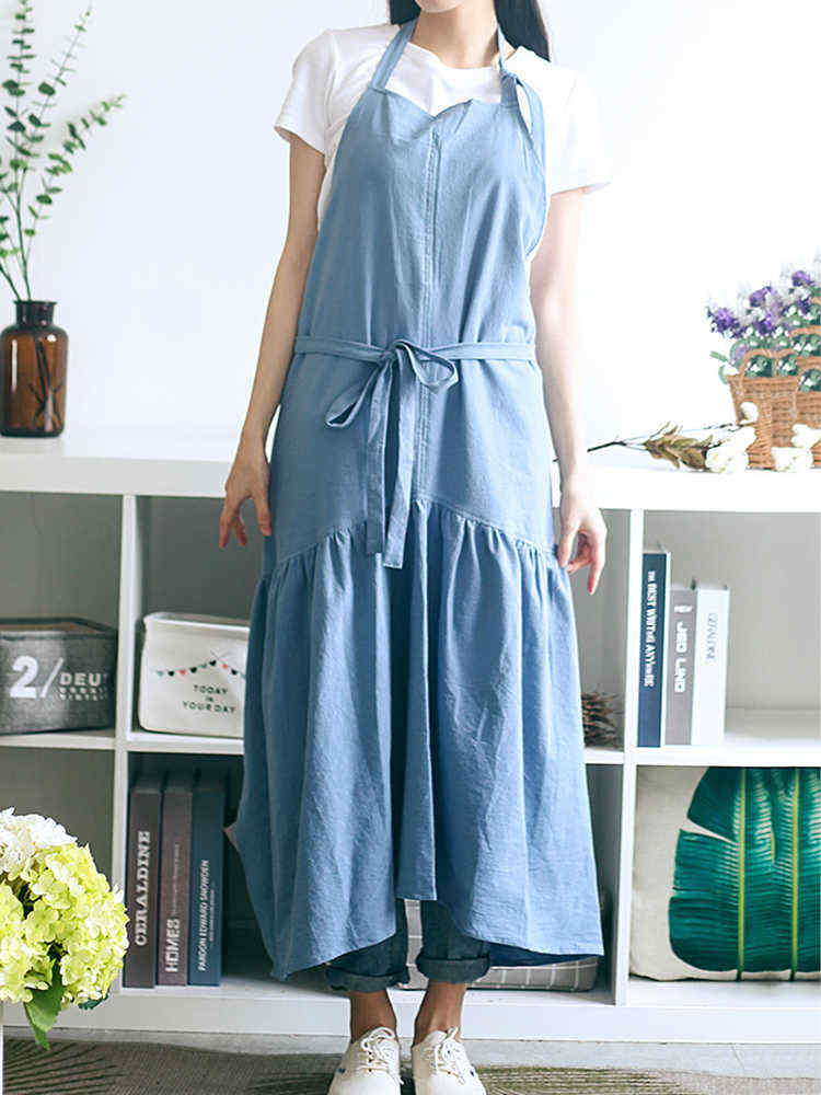 Vintage-Women-Japanese-Cotton-Linen-Solid-Color-Pleated-Long-Aprons-Dress-1364353