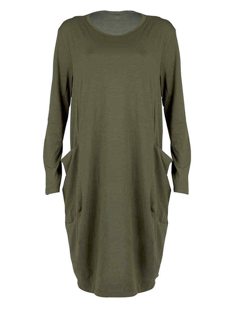 Women-Casual-Solid-Color-Round-Neck-Baggy-Loose-Dress-1419212