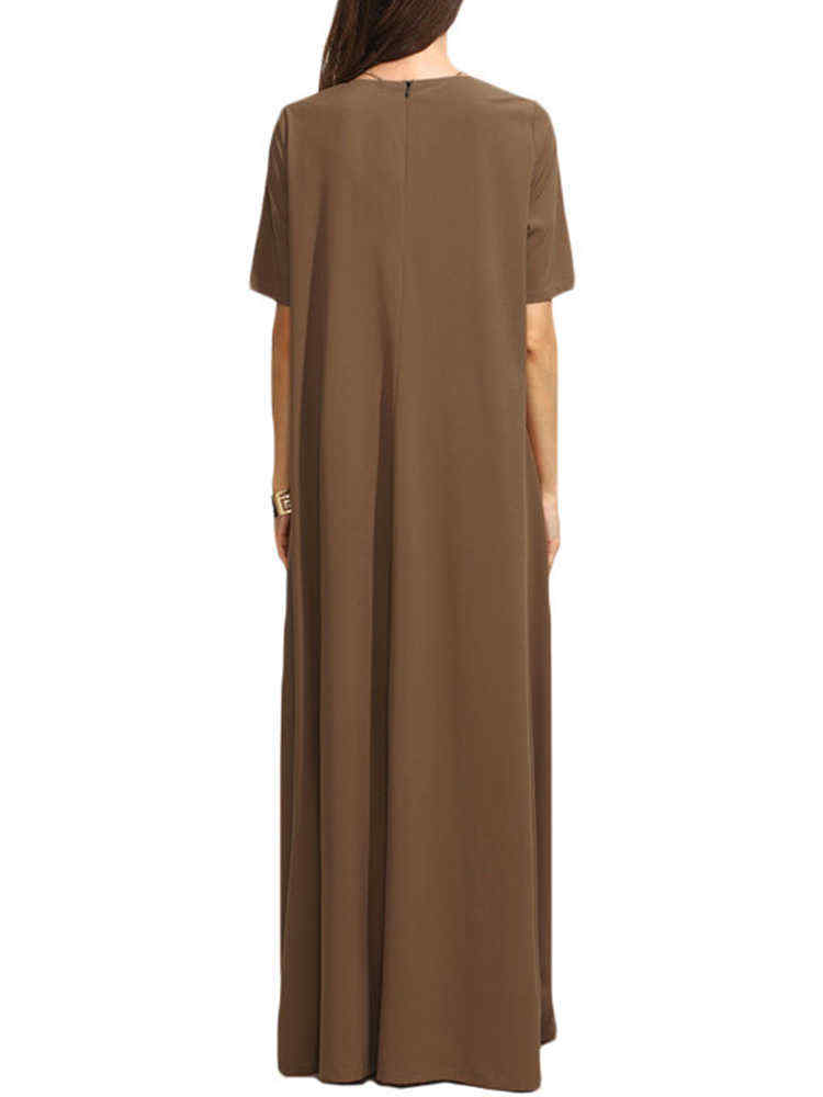 Women-Casual-Solid-Color-Short-Sleeve-Kaftan-Maxi-Dress-1431631