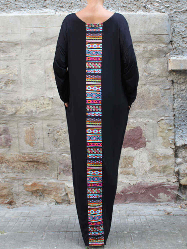 Women-Vintage-Crew-Neck-Batwing-Sleeve-Patchwork-Kaftan-Maxi-Dress-1388234