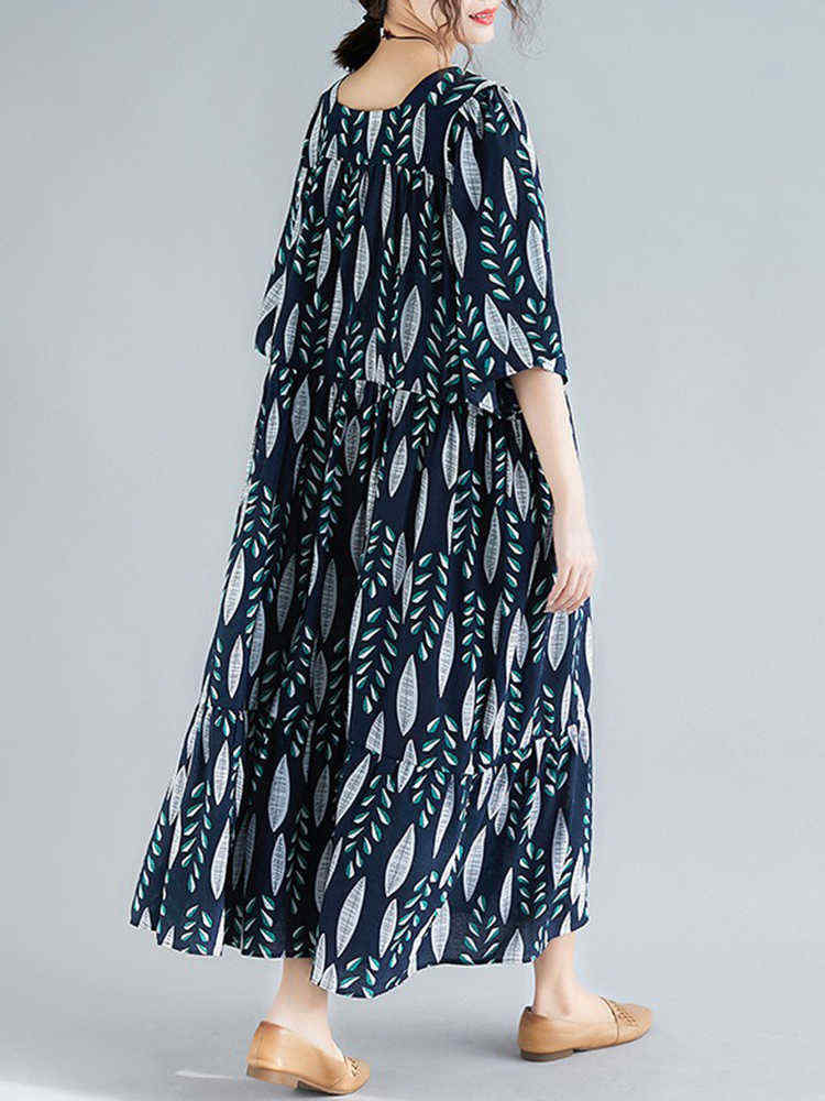 Women-Vintage-Printed-Square-Neck-Long-Dress-1415145