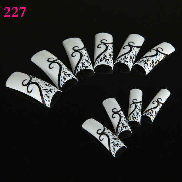 100pcs-Flower-Panda-Pattern-Half-False-DIY-Nail-Art-Tips-46189