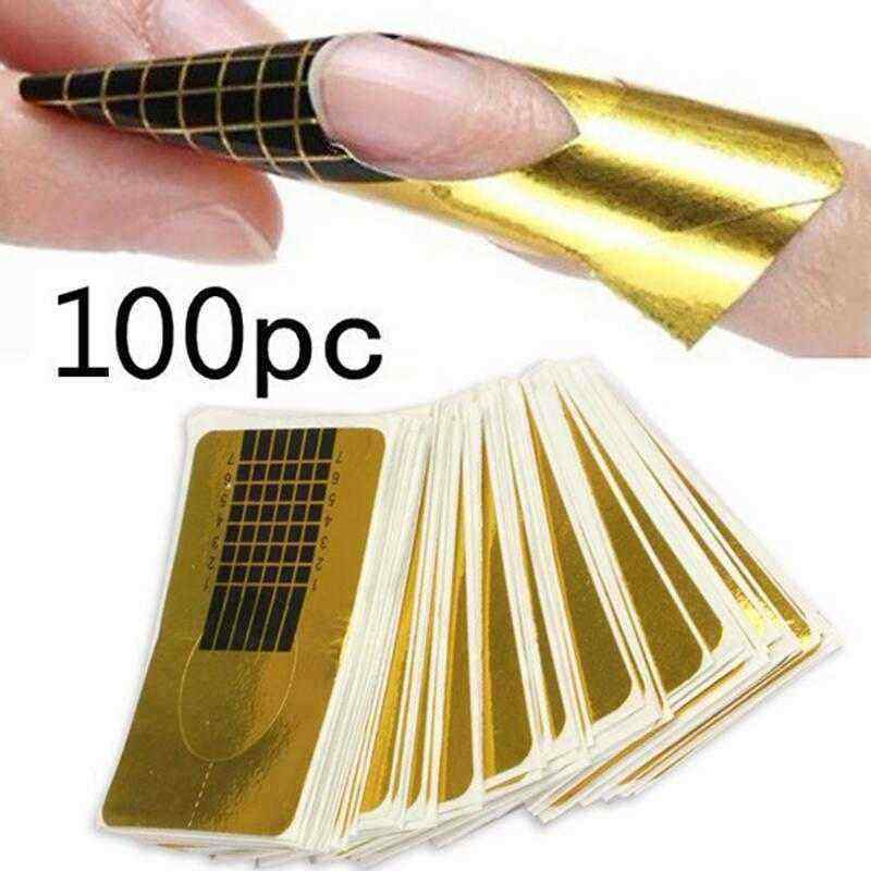 100pcslot-Pro-Nail-Art-Guide-Form-Golden-Acrylic-Tips-Extension-Sticker-1378598