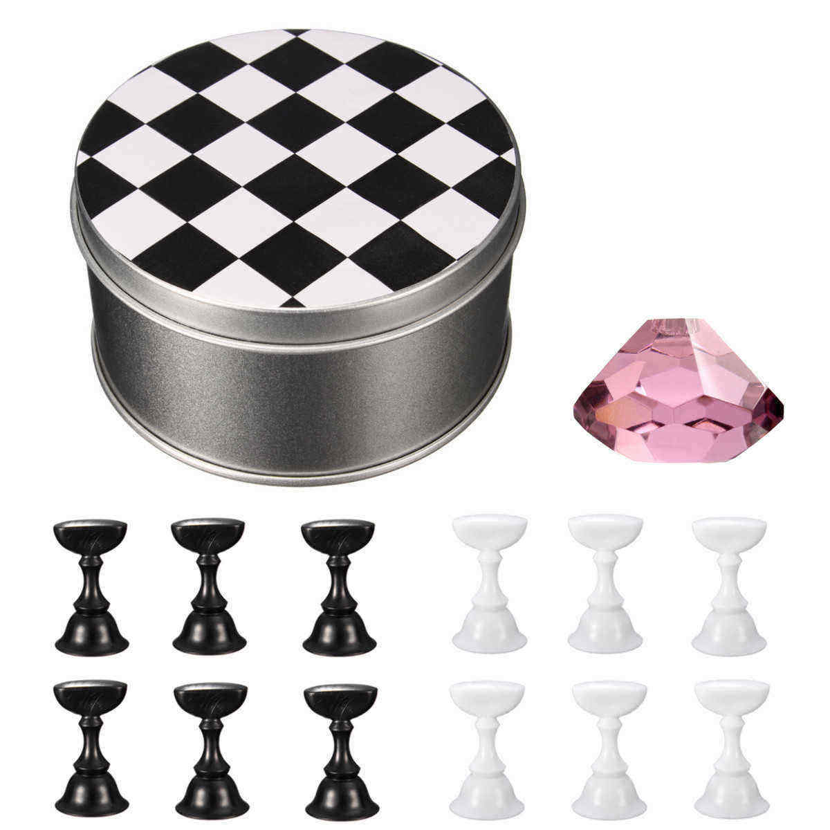 12-Pcs-Chess-Board-Nail-Art-Tips-Display-Holder-Crystal-Magnetic-Stand-Set-Manicure-Salon-1105859