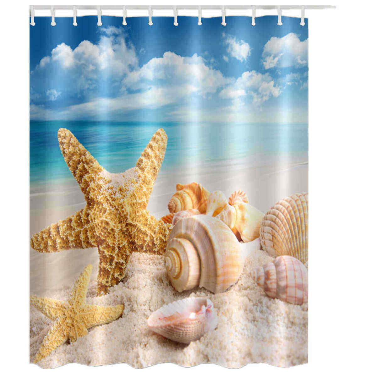 150cmx180cm-Digital-Printing-Beach-Starfish-Waterproof-Polyester-Shower-Curtain-1491231