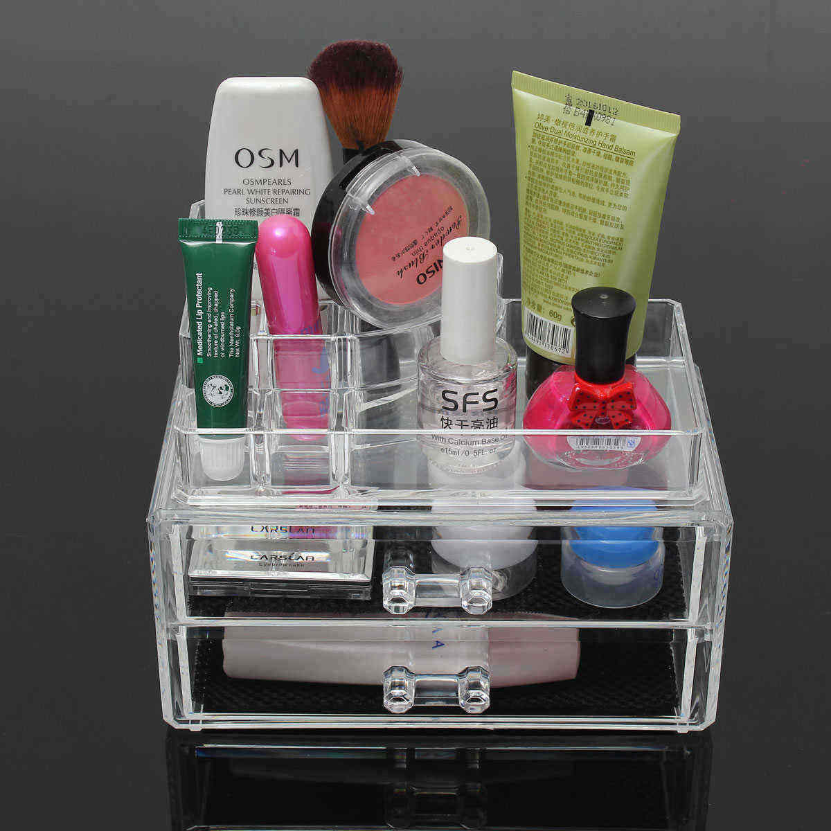 2-Drawer-Clear-Acrylic-Cosmetic-Organizer-Storage-Container-Brushes-Holder-Table-1115602