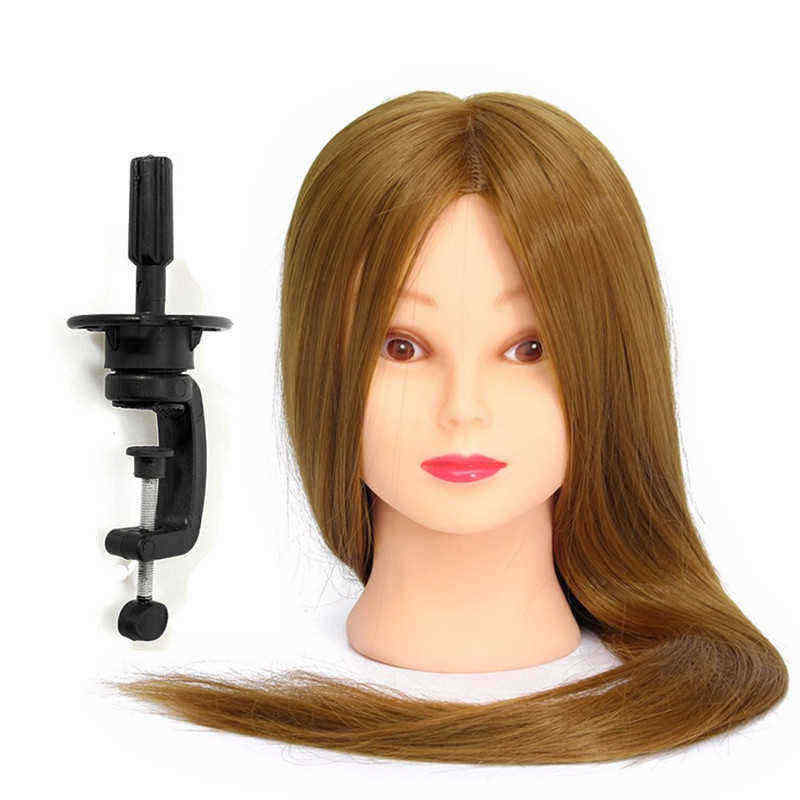 26quot-Light-Brown-30-Human-Hair-Training-Mannequin-Head-Model-Hairdressing-Makeup-Practice-with-Cla-1159494