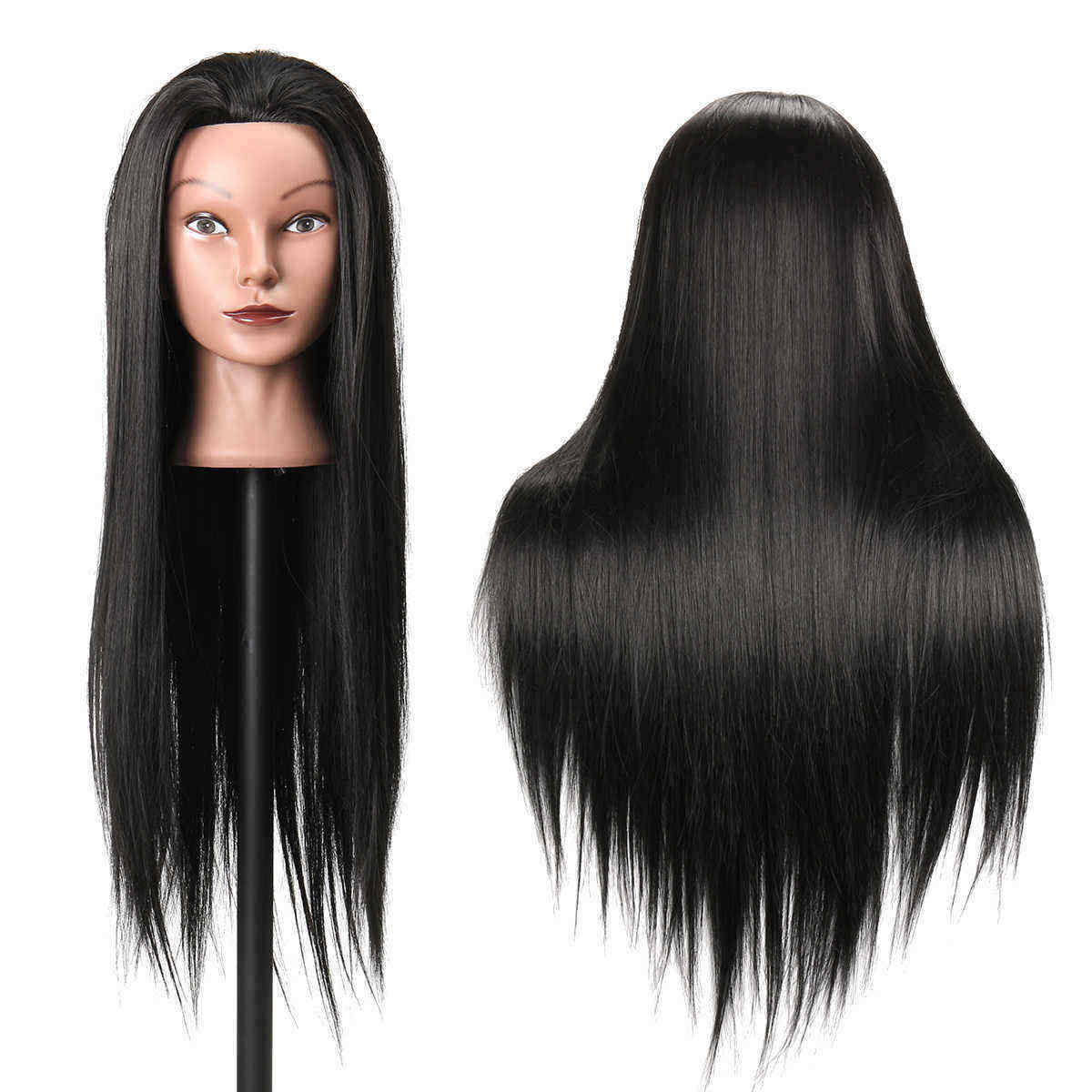 27Inch-Black-30-Human-Hair-Hairdressing-Training-Mannequin-Practice-Head-Salon-Profession-1327890