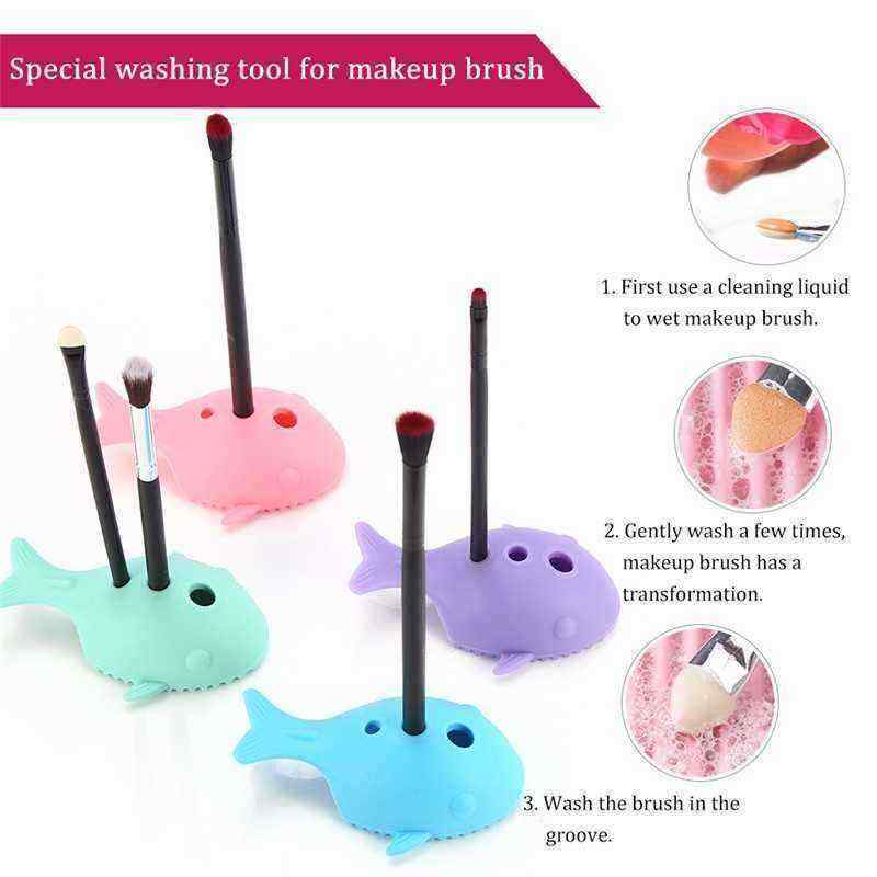 4-Colors-Cute-Malfunctional-Whale-Shaped-Silicone-Makeup-Brushes-Cleaning-Washing-Holder-Tools-1336070