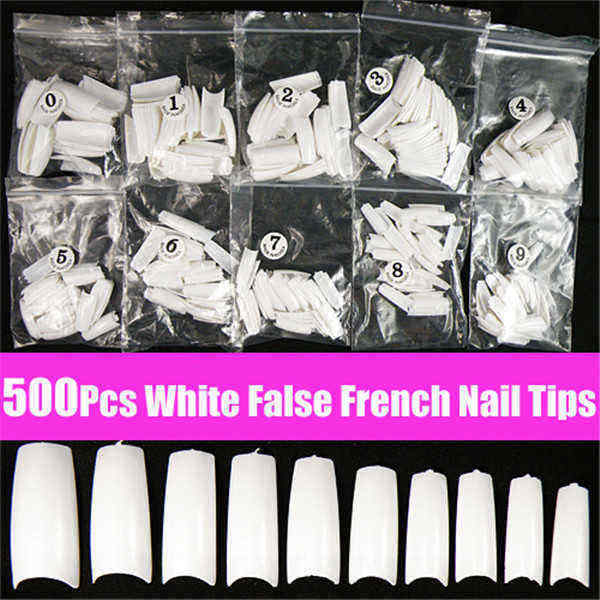 500pcs-White-Acrylic-French-False-3D-Nail-Art-Half-Tips-23935