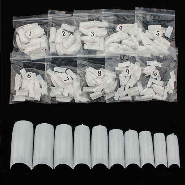 500pcs-White-Acrylic-French-False-3D-Nail-Art-Half-Tips-23935