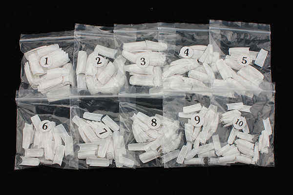 500pcs-White-Acrylic-French-False-3D-Nail-Art-Half-Tips-23935