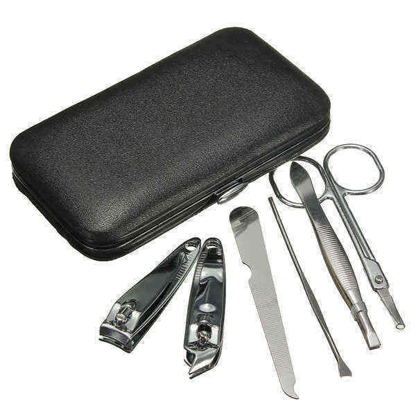 6pcs-Stainless-Steel-Nail-Clipper-Tweezer-Scissors-Manicure-Cuticle-Cutter-Tools-Travel-Kit-1272985