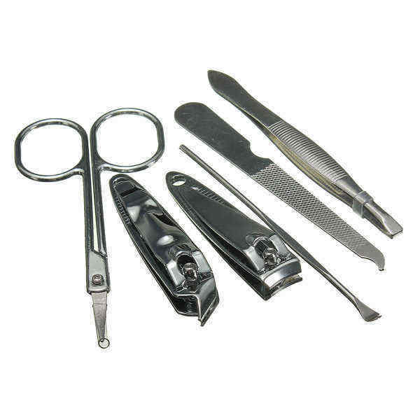 6pcs-Stainless-Steel-Nail-Clipper-Tweezer-Scissors-Manicure-Cuticle-Cutter-Tools-Travel-Kit-1272985