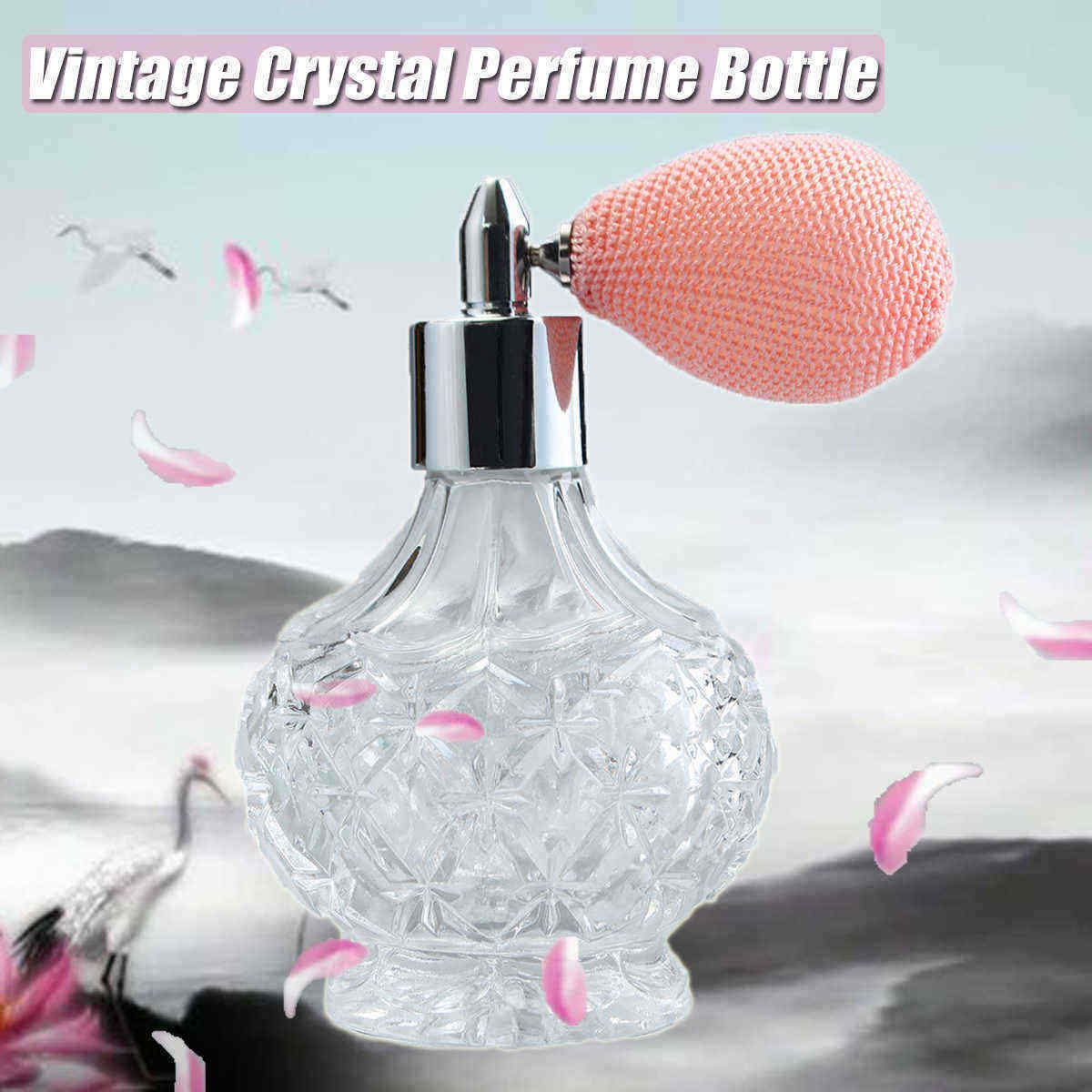 80ml-Vintage-Crystal-Glass-Spray-Atomizer-Perfume-Bottle-Clear-Long-Black-Bulb-1260911