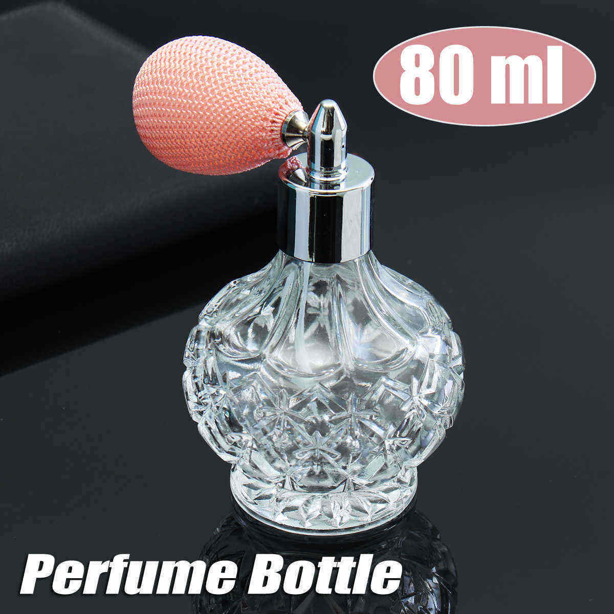 80ml-Vintage-Crystal-Glass-Spray-Atomizer-Perfume-Bottle-Clear-Long-Black-Bulb-1260911