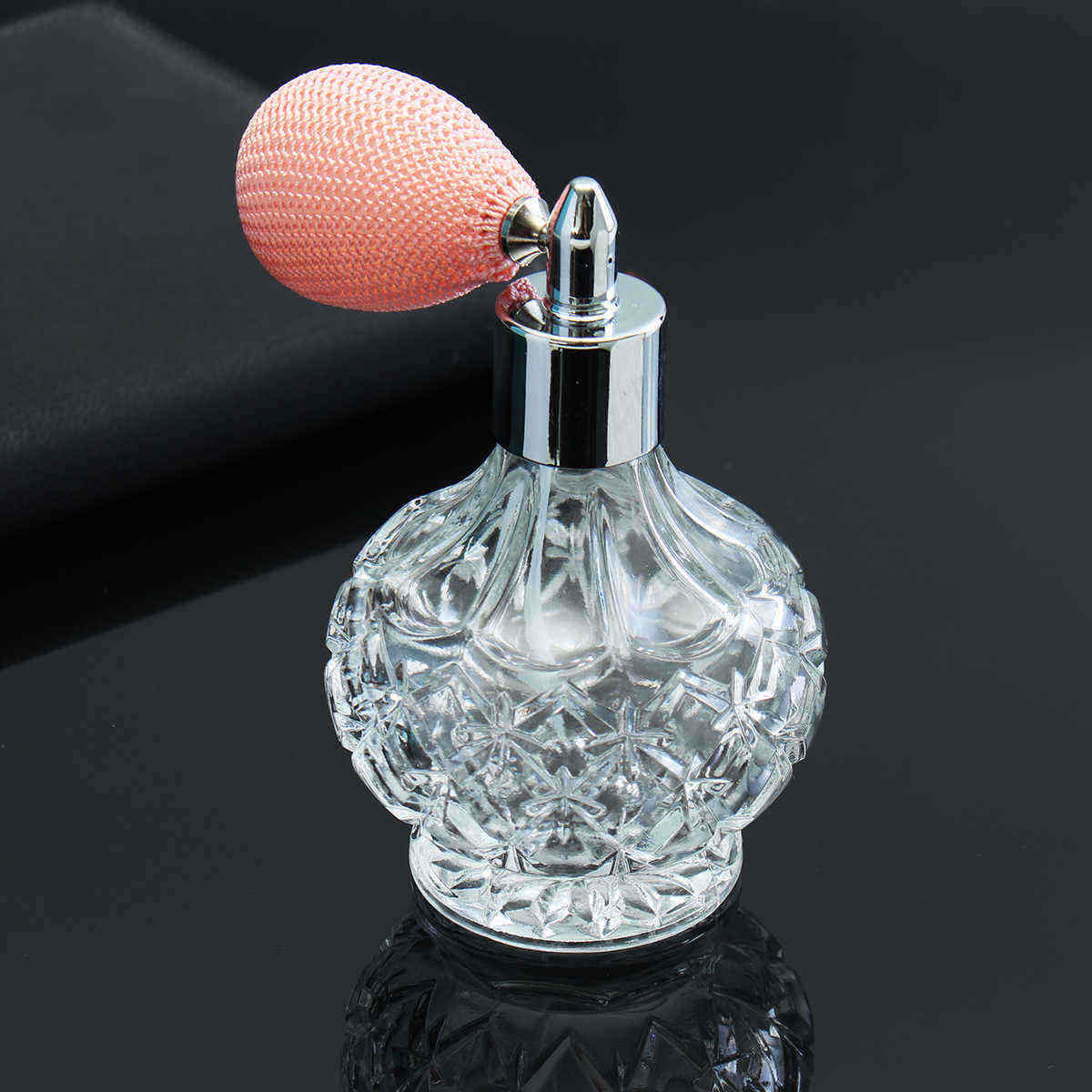 80ml-Vintage-Crystal-Glass-Spray-Atomizer-Perfume-Bottle-Clear-Long-Black-Bulb-1260911