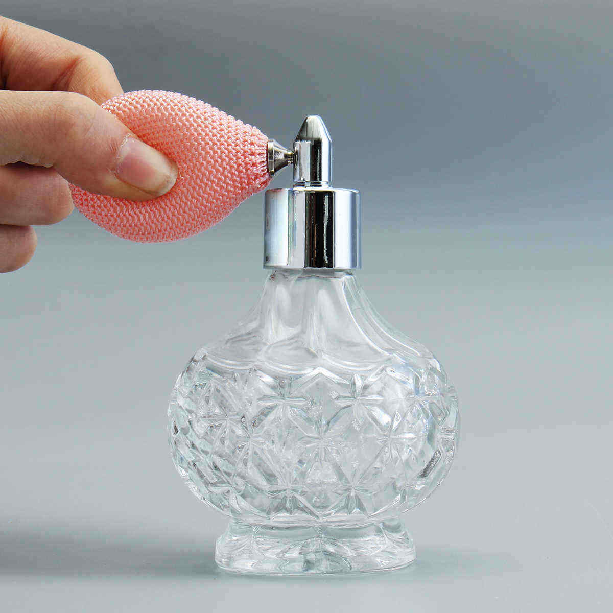 80ml-Vintage-Crystal-Glass-Spray-Atomizer-Perfume-Bottle-Clear-Long-Black-Bulb-1260911