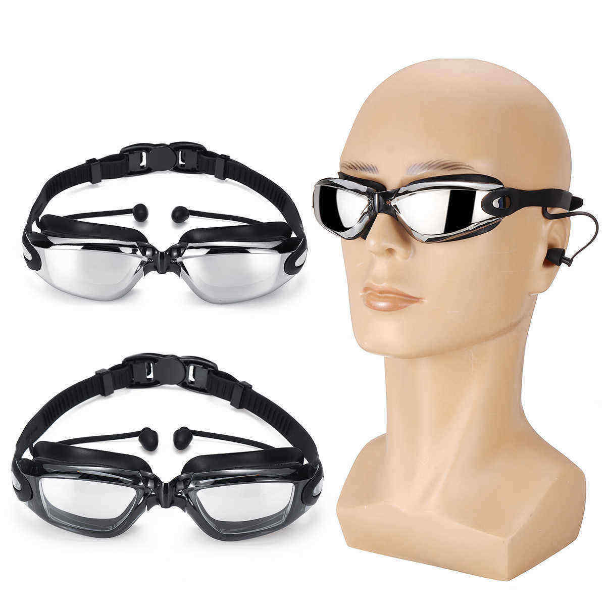 Anti-fog-Swimming-Goggles-Electroplated--Clear-Lens-Glasses-W-Earplugs-amp-Case-1543916