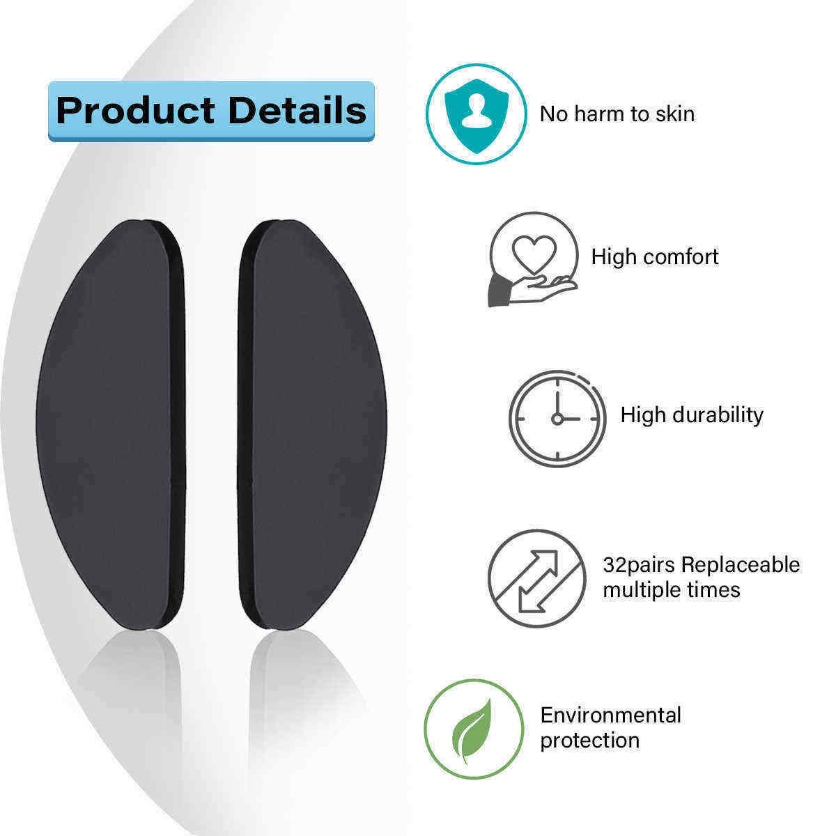 CHARMINER-32-Pairs-Soft-Eyeglasses-Nose-Pads-Thin-Glasses-Adhesive-Stick-on-Anti-Slip-Soft-Silicone--1474795