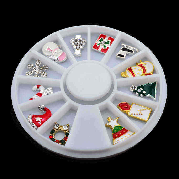 Christmas-Nail-Art-Decoration-Wheel-Snowman-Snowflake-Sled-Rhinestones-DIY-Design-1208939