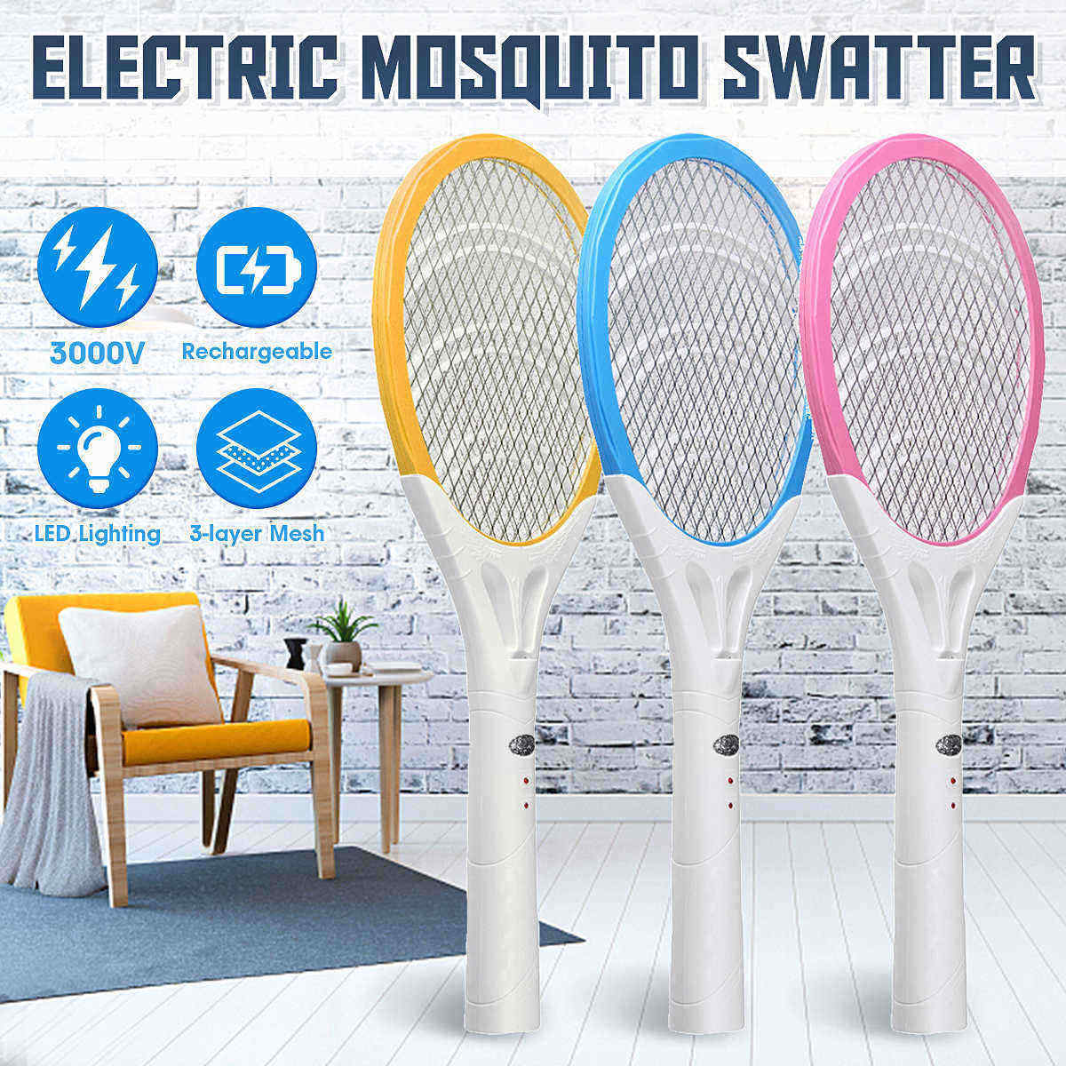 Electric-Fly-Swatter-Mosquito-Swatter-Zapper-Bug-Zapper-Tennis-Racket-Shape-Kills-Insects-Gnats-Mosq-1534502