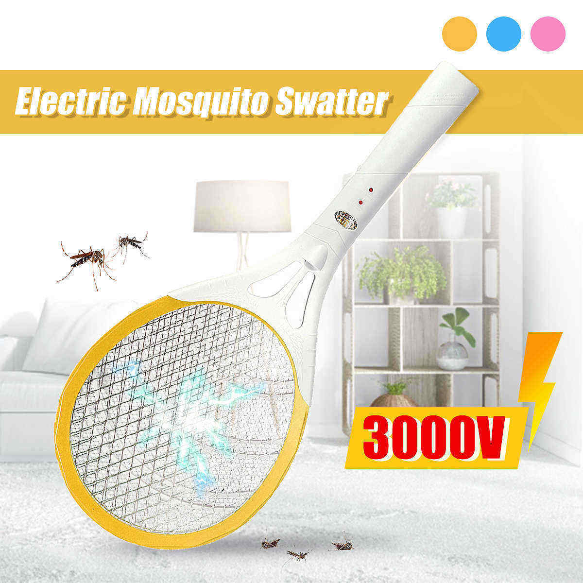 Electric-Fly-Swatter-Mosquito-Swatter-Zapper-Bug-Zapper-Tennis-Racket-Shape-Kills-Insects-Gnats-Mosq-1534502
