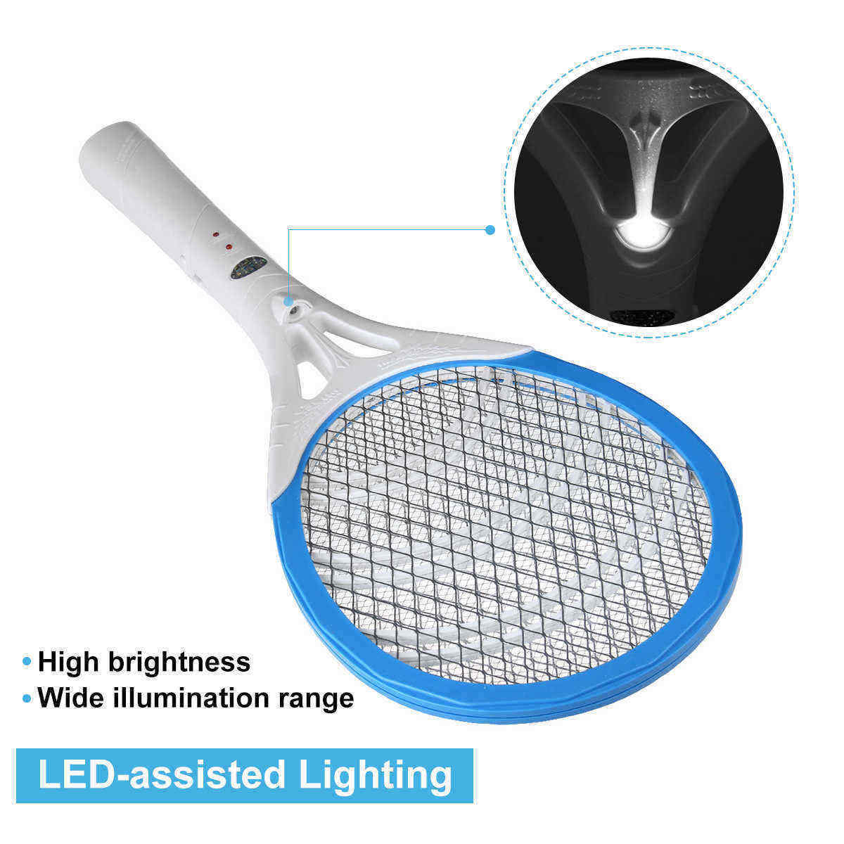 Electric-Fly-Swatter-Mosquito-Swatter-Zapper-Bug-Zapper-Tennis-Racket-Shape-Kills-Insects-Gnats-Mosq-1534502