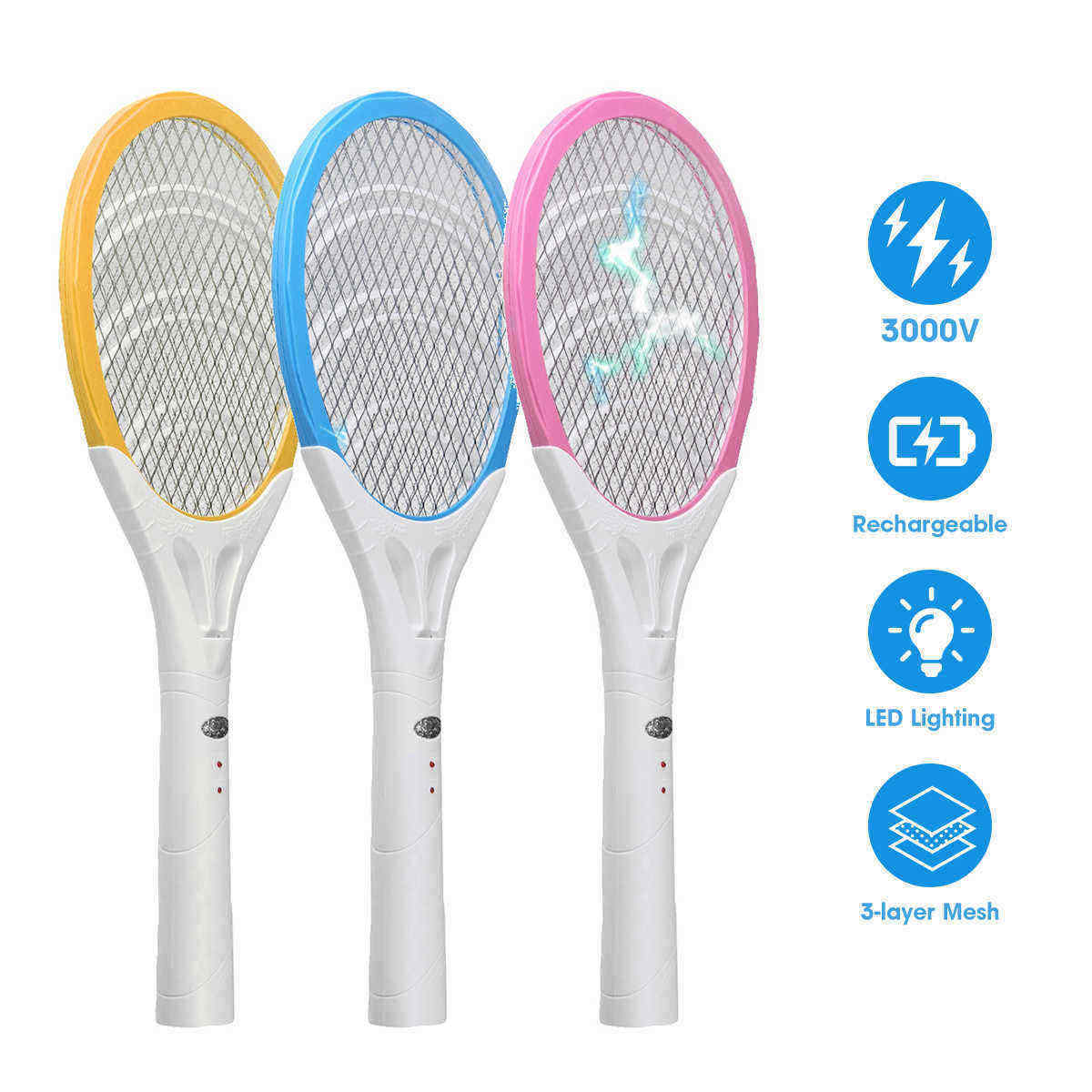 Electric-Fly-Swatter-Mosquito-Swatter-Zapper-Bug-Zapper-Tennis-Racket-Shape-Kills-Insects-Gnats-Mosq-1534502